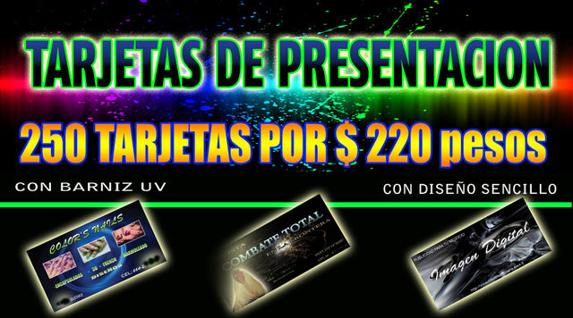 precios de TARJETAS
Y MUESTRAS